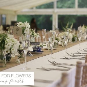 hidcote manor marquee long tables wedding flowers