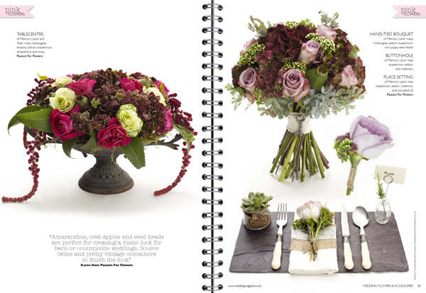 passion-for-flowers-wedding-flowers-magazine-pink-burgundy-flowers-in-urn-bouquet-place-setting-on-slate-with-succulent