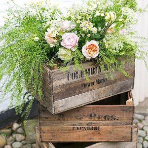 peach wedding flowers in crates passion for flowers