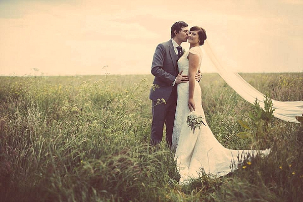 bride and groom field