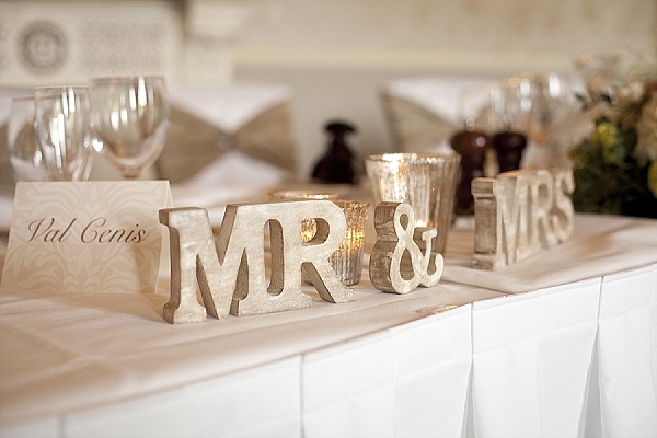 mr and mrs wooden sign wedding top table walton hall