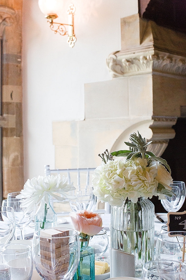 peach cream wedding centrepieces