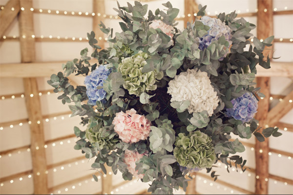 hanging flowers pulley shustoke farm barns summer wedding florist passion for flowers