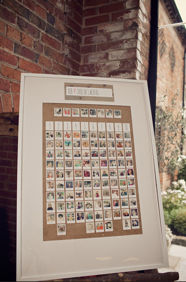 polaroid photo table plan shustoke farm barns summer wedding florist passion for flowers