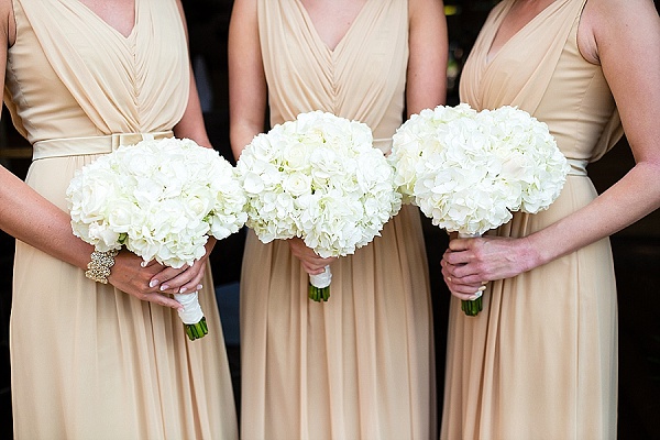 white hydrangea bridesmaid bouquet