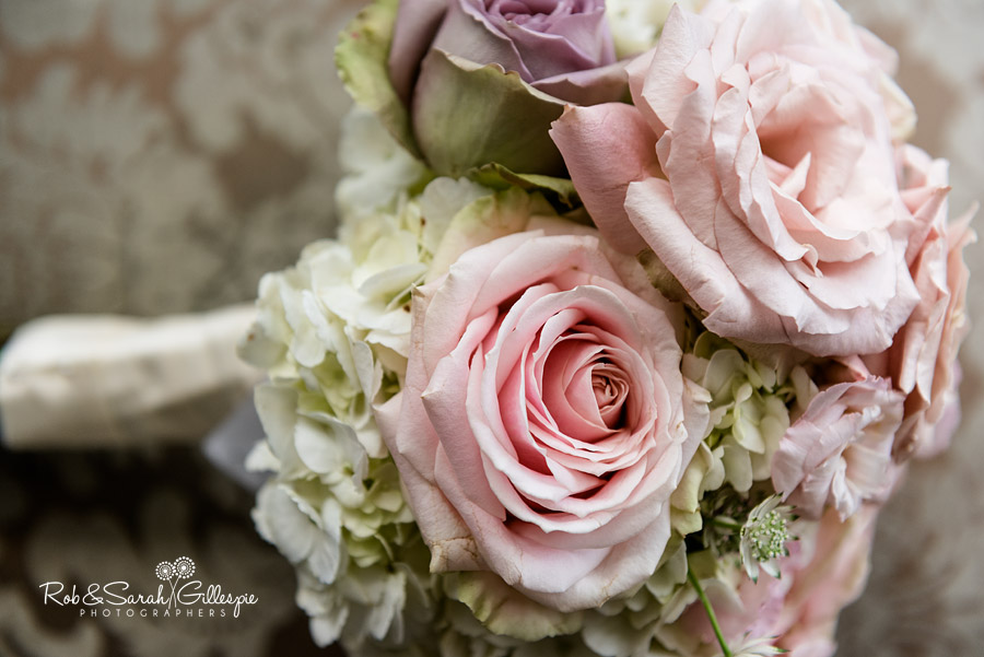 Dusky Pink Green pastel roses wedding bouquets