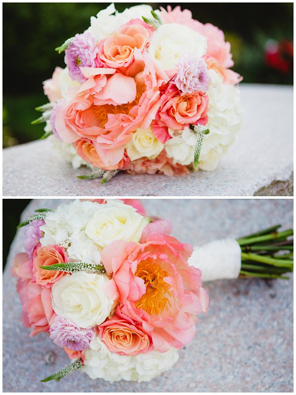 coral bridesmaid flowers