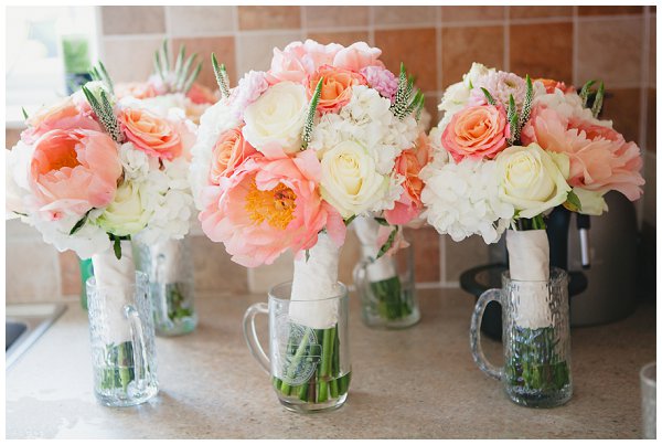 coral bridesmaid flowers