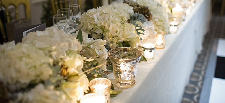 top table wedding flower garland full length white grey silver