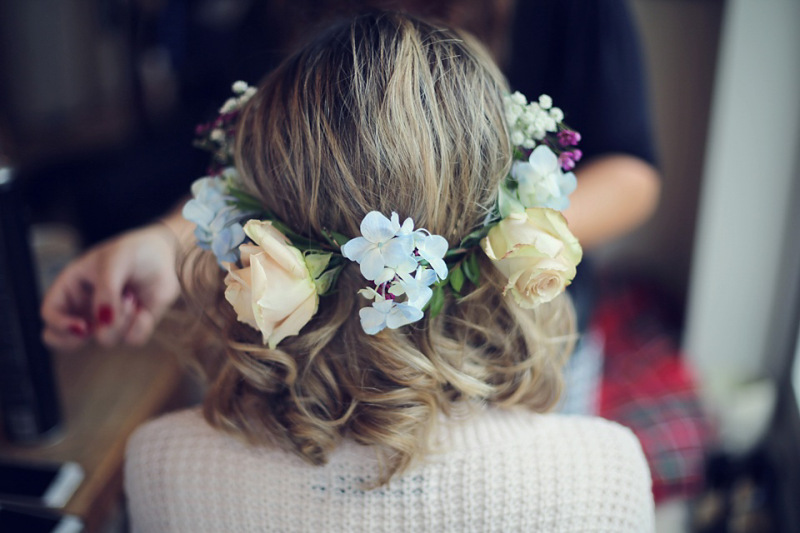 half hair flower crown vintage wedding flowers (2)