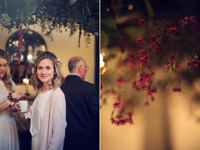 hanging flowers over table by Passion for Flowers Warwickshire wedding florist (2)