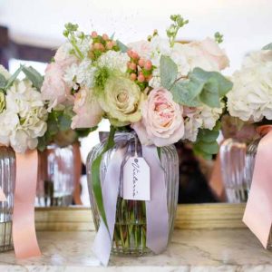 Bridesmaids Bouquets peach cream blush pink roses hydrangeas Hampton Manor Wedding Flowers Passion for Flowers (2)