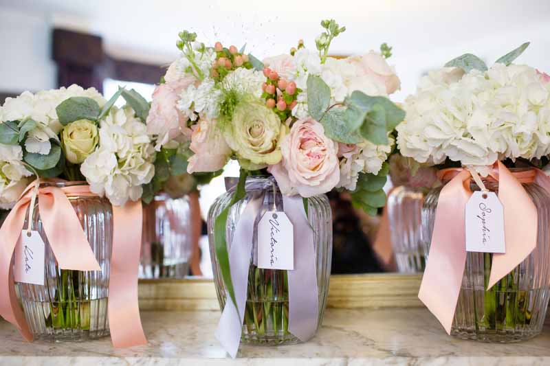 Bridesmaids Bouquets peach cream blush pink roses hydrangeas Hampton Manor Wedding Flowers Passion for Flowers (2)