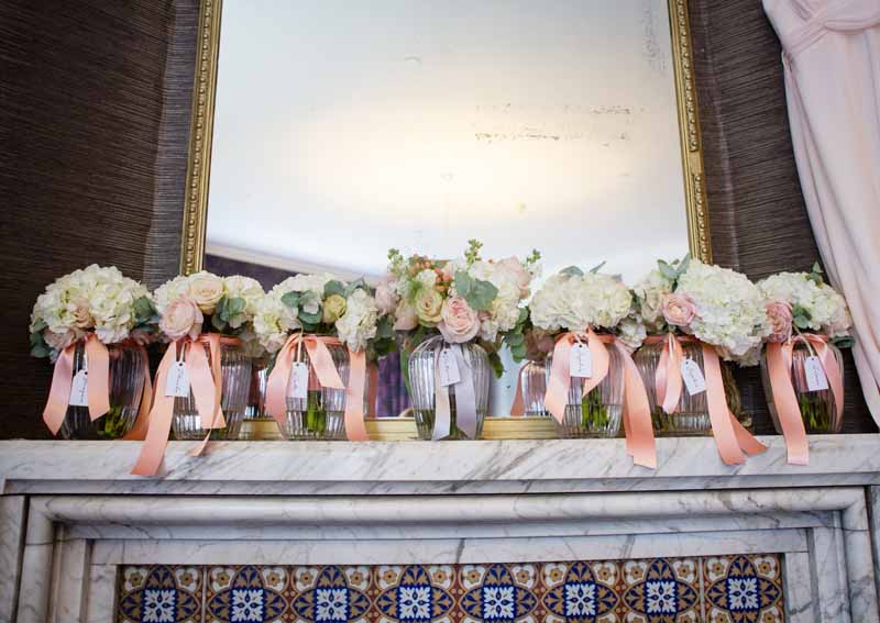 Bridesmaids Bouquets peach cream blush pink roses hydrangeas Hampton Manor Wedding Flowers Passion for Flowers (3)