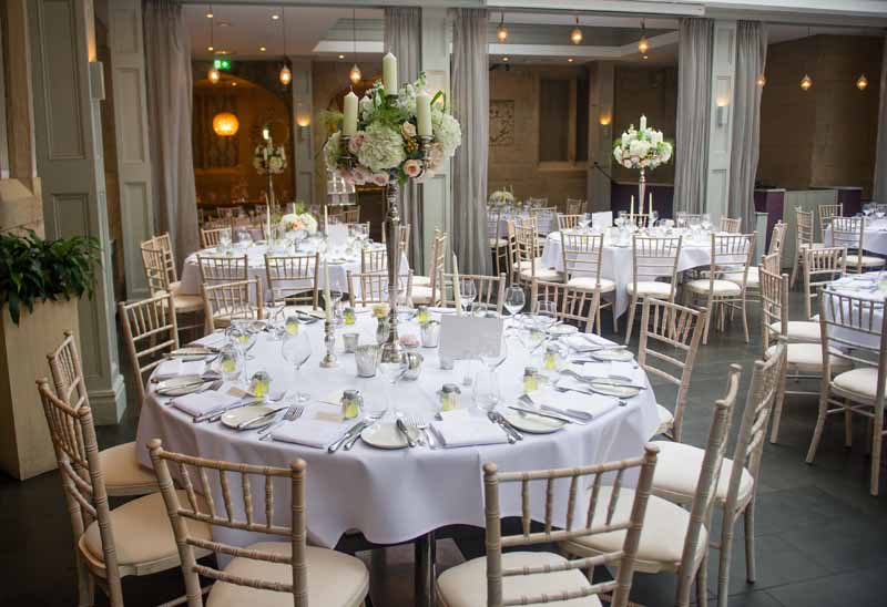 Candelabra Centrepieces Silver peach roses white hydrangeas Hampton Manor Wedding Flowers Passion for Flowers (1)