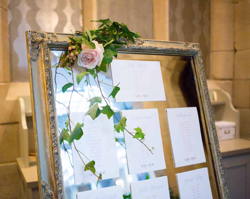 Mirror Table Plan with Floral Decorations Hampton Manor Wedding Flowers Passion for Flowers