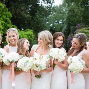 White hydrangea bridesmaids bouquets Hampton Manor Wedding Flowers Passion for Flowers