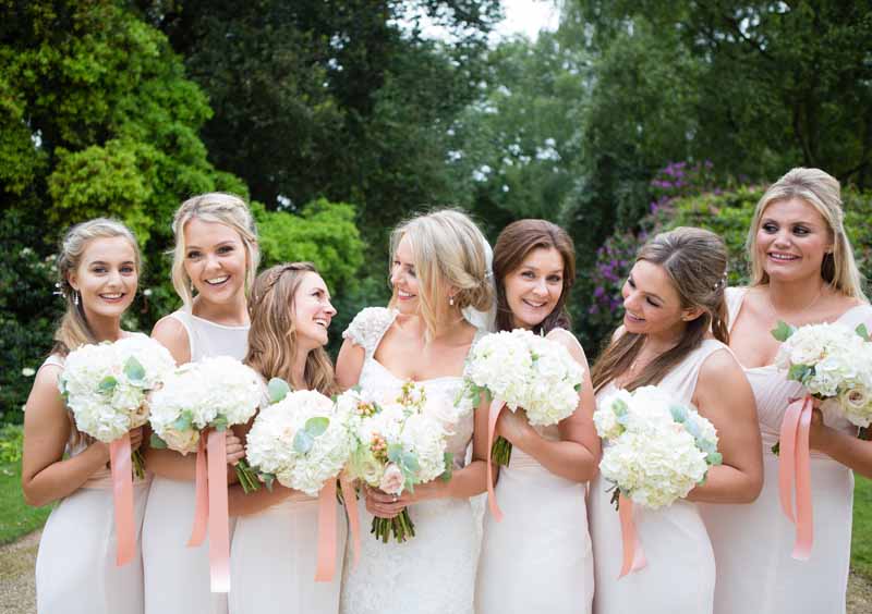 White hydrangea bridesmaids bouquets Hampton Manor Wedding Flowers Passion for Flowers