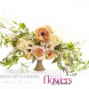 peach roses wedding centrepiece gold vase asemetric floral design passion for flowers