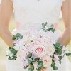 Blush Pink Rose Free Form Weddng Bouquet Trailing with Ribbons (2)