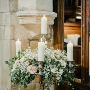 Large Floor Standing Candelabra Blush Pink Roses Eucalyptus Foliage Packwood Church Wedding Flowers Passion for Flowers (7)
