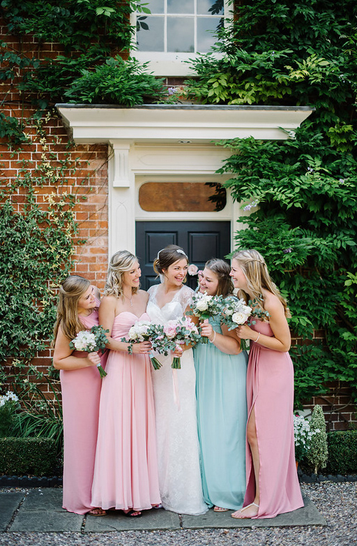 Pastel Coloured Bridesmaids Dresses Relaxed Wedding Bouquets Blush Pink Roses Passion for Flowers (3)