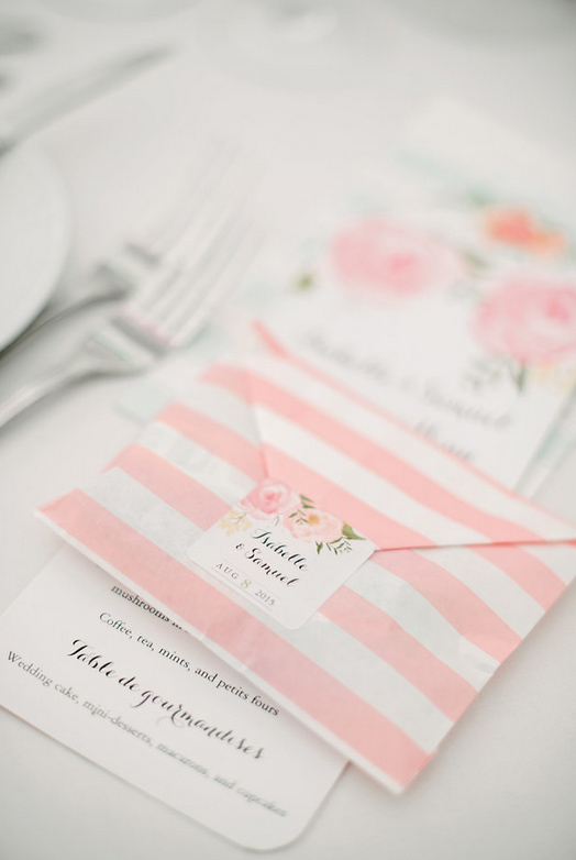 Wedding Favours in Blush Pink Paper Bags Stiped