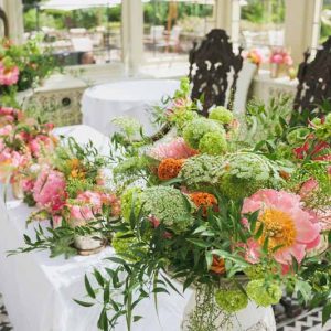 wedding ceremony flowers Kilworth House luxe wedding urns and statement flowers in Orangery (2)