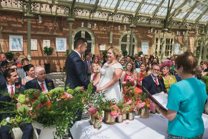 wedding ceremony flowers Kilworth House luxe wedding urns and statement flowers in Orangery (8)
