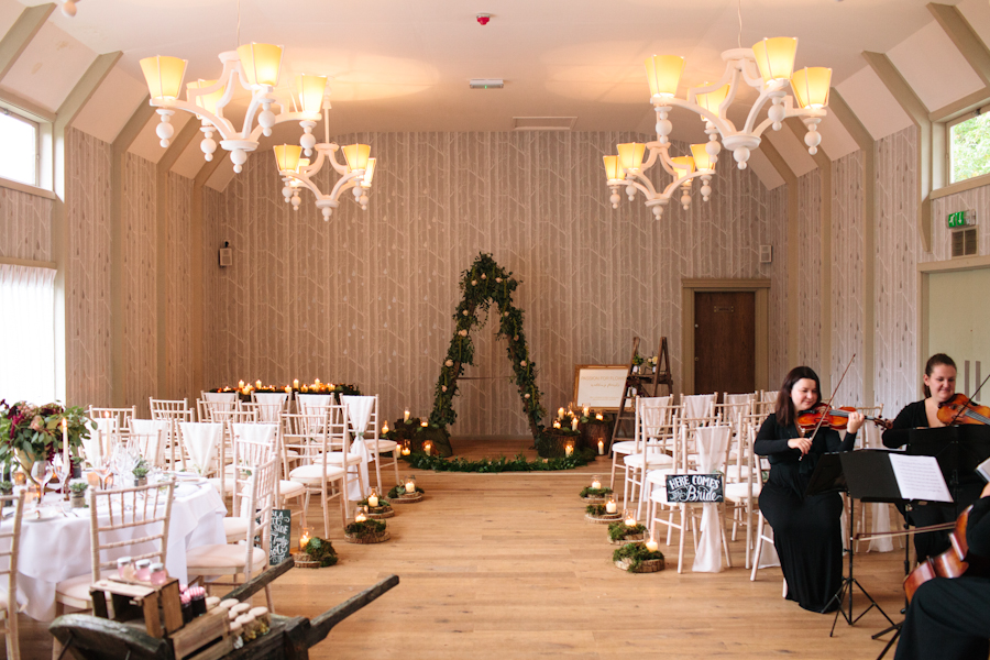 woodland rustic wedding ceremony hampton manor barn the birches by passion for flowers