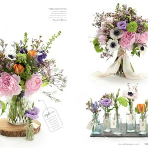 Spring-summer-wedding-flowers-including-bouquet-centrepiece-featured-in-Wedding-Flowers-Magazin