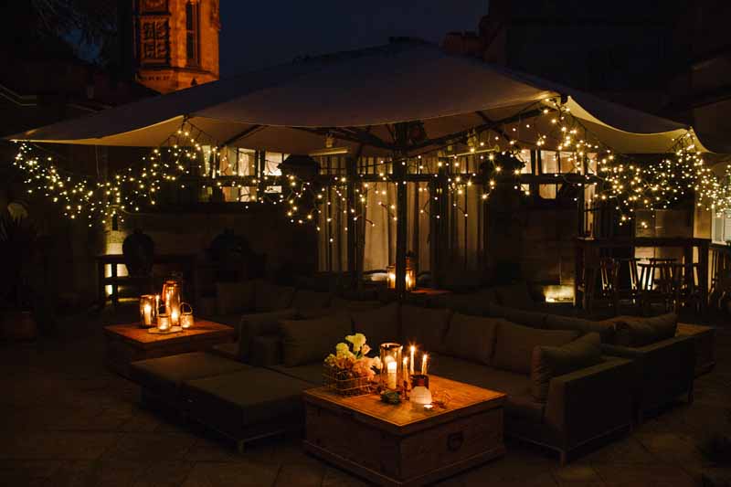 Hampton Manor outdoor seating area styled by Passion for Flowers