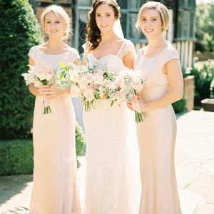 elegant wedding flowers peach and grey bouquets