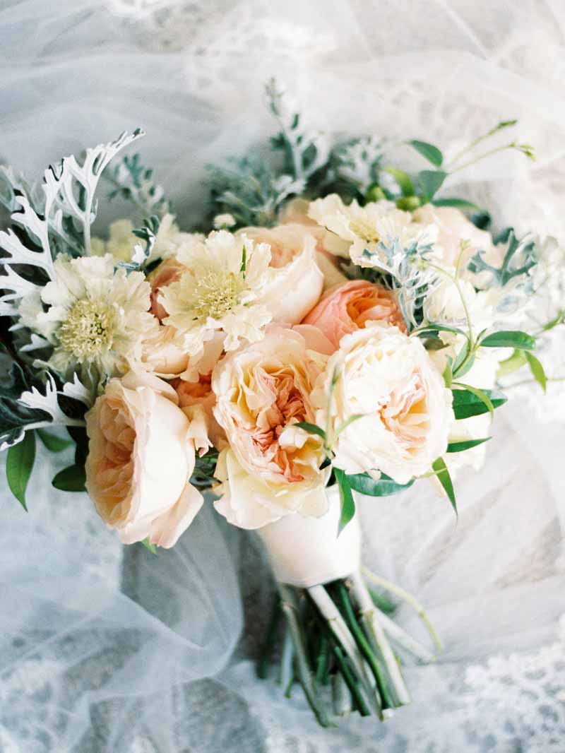 peach rose wedding bouquet