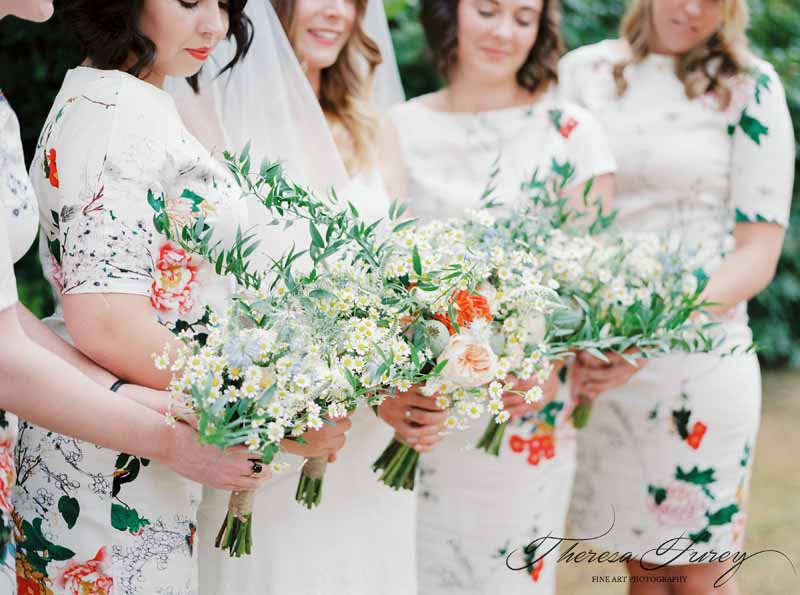 orange floral bridesmaid dresses