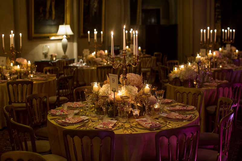 Luxe-Gold-Candelabra Wedding Centrepieces at Belvoir Castle by @kmorganflowers Passion for Flowers