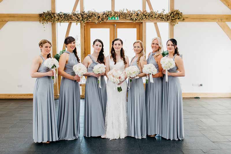 white-rose-and-hydrangeas-bouquets-silver-grey-bridesmaids-dresses