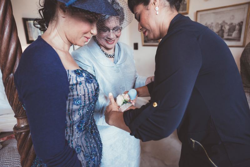 Iscoyd Park wedding wrist corsages