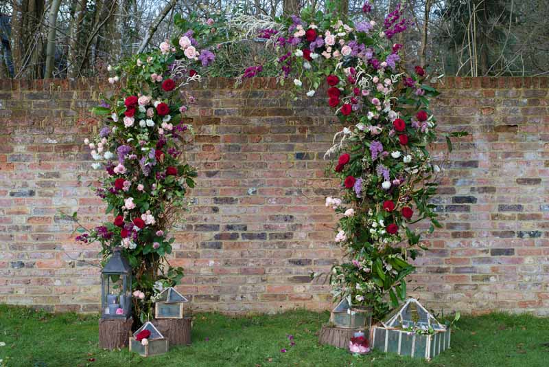 Large flower arch for wedding ceremonies full of flowers Passion for Flowers west midlands warwickshire
