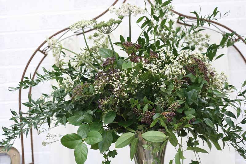 Extra Large Tall Silver Vase Weddng Centrepiece NAtural Foliage made at Passion for Flowers 1-2-1 flower class (5)