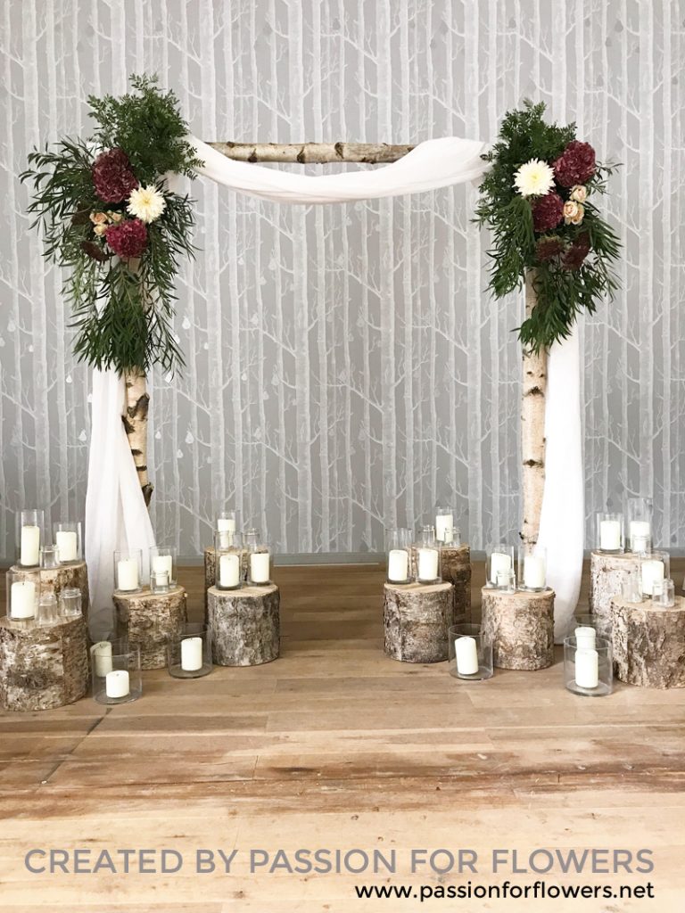 birch wedding arch for hire Passion for Flowers