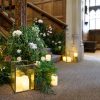 Staircase flowers foliage Hampton Manor entrance wedding florist Passion for Flowers