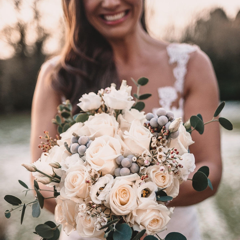 pink and grey bouquet