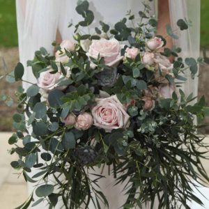Natural organic style wedding bouquet pink Passion for Flowers