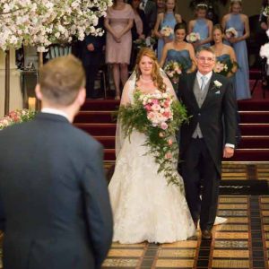Trees down the aisle Stanbrook Abbey epic wedding ceremony