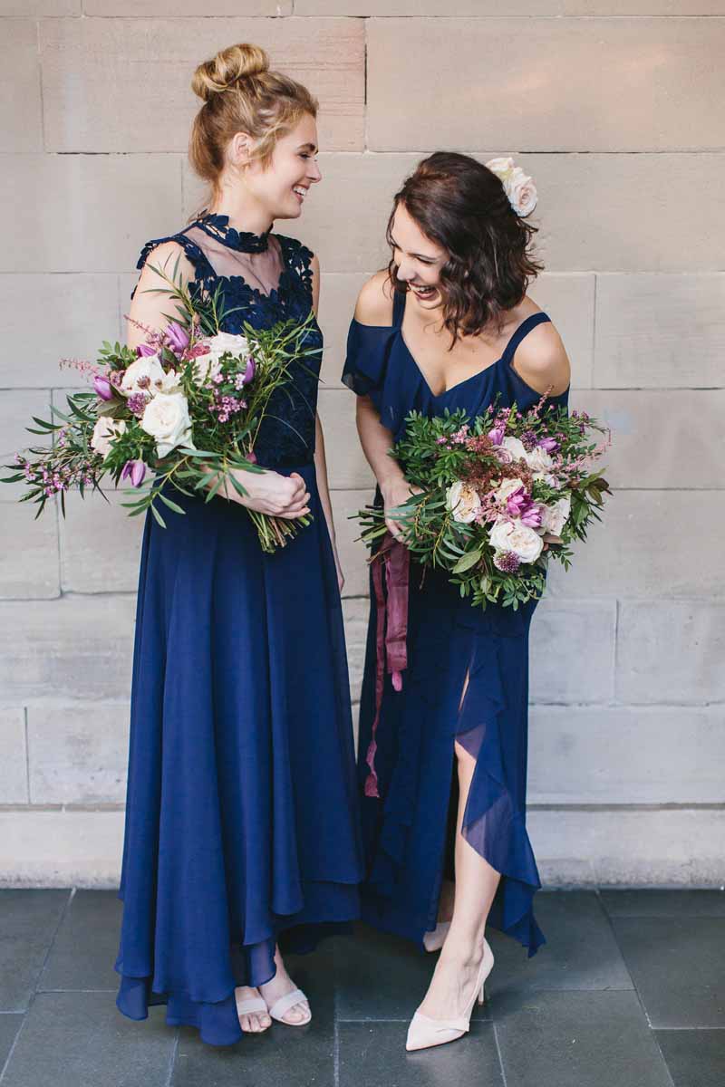Navy Blue Bridesmaid Dresses With Pink ...