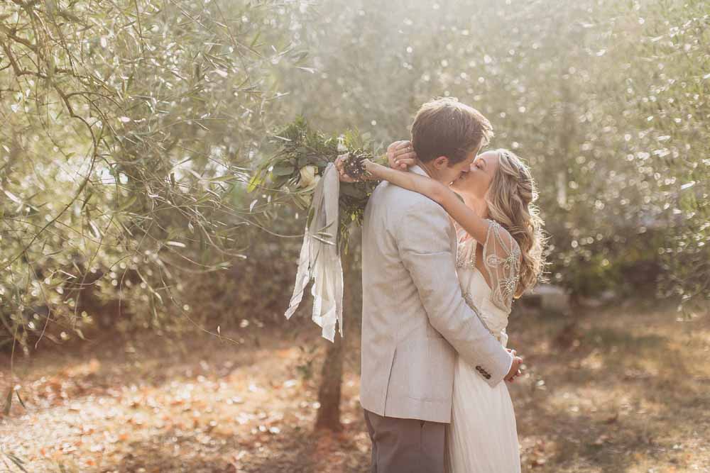 Anna Campbell Adelaide Wedding Gown, Couple portraits Destination wedding Tuscany, Olive Grove