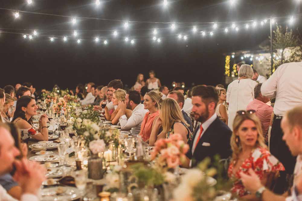 Rustic Hilltop Italian Wedding, Long wooden wedding guest tables outside Tuscany - Florals by Passion for Flowers, Lanterns & Decor The Wedding of my Dreams Venue Locanda In Tuscany