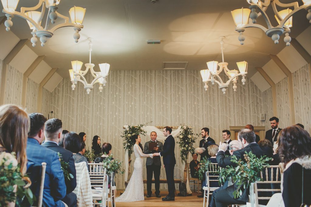 Birch arbour rustic ceremony arch Passion for Flowers Hampton Manor