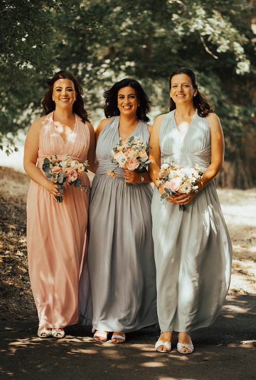 Pastel bridesmaids dresses country pub wedding ideas Passion for Flowers wedding florists Solihull